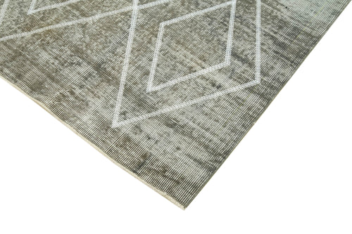 Geometric Carpet Grey Geometric Cotton Wool Handmade Area Rug 5'2'' x 8'5''