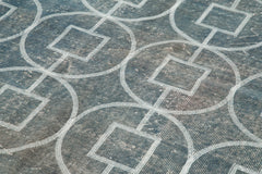 Geometric Carpet Blue Geometric Cotton Wool Handmade Area Rug 5'5'' x 9'8''