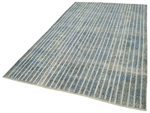 Geometric Carpet Grey Geometric Cotton Wool Handmade Area Rug 5'7'' x 9'1''