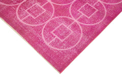 Geometric Carpet Pink Geometric Cotton Wool Handmade Area Rug 6'9'' x 9'9''