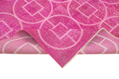 Geometric Carpet Pink Geometric Cotton Wool Handmade Area Rug 6'9'' x 9'9''