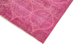 Handmade Area Rug - Pink Geometric Cotton Wool Turkish Wool Carpet 3'8''x6'8''