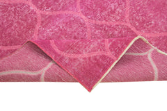 Handmade Area Rug - Pink Geometric Cotton Wool Turkish Wool Carpet 3'8''x6'8''