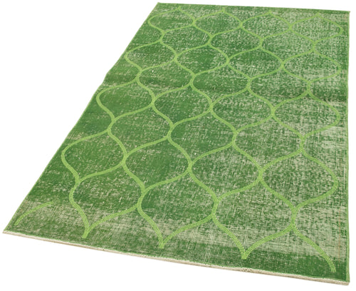 Carpet Green Geometric Cotton Wool Handmade Area Rug 3'10'' x 6'3''