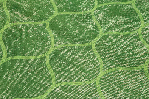 Carpet Green Geometric Cotton Wool Handmade Area Rug 3'10'' x 6'3''