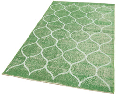 Carpet Green Geometric Cotton Wool Handmade Area Rug 3'10'' x 6'4''