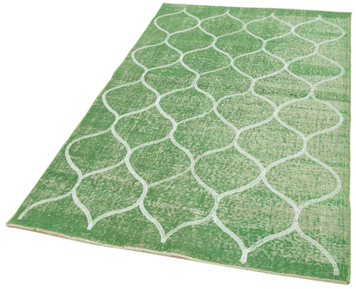 Carpet Green Geometric Cotton Wool Handmade Area Rug 3'10'' x 6'4''