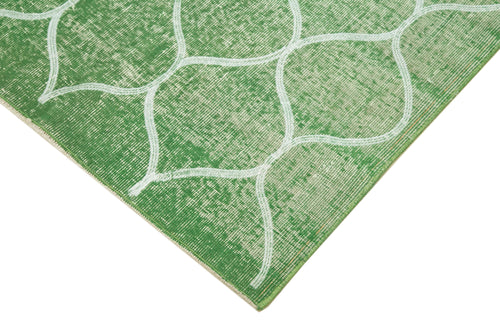 Carpet Green Geometric Cotton Wool Handmade Area Rug 3'10'' x 6'4''