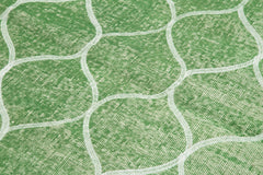 Carpet Green Geometric Cotton Wool Handmade Area Rug 3'10'' x 6'4''