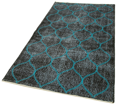 Carpet Black Geometric Cotton Wool Handmade Area Rug 3'8'' x 6'6''