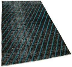 Carpet Black Geometric Cotton Wool Handmade Area Rug 3'5'' x 6'4''