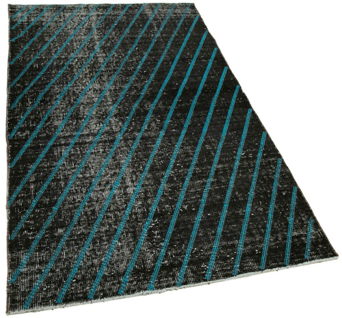 Carpet Black Geometric Cotton Wool Handmade Area Rug 3'5'' x 6'4''