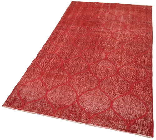 Handmade Area Rug | Red Geometric Cotton Wool Vintage Turkish Carpet 3'8''x6'8''