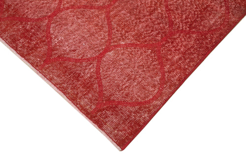 Handmade Area Rug | Red Geometric Cotton Wool Vintage Turkish Carpet 3'8''x6'8''