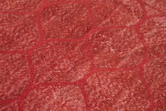 Handmade Area Rug | Red Geometric Cotton Wool Vintage Turkish Carpet 3'8''x6'8''