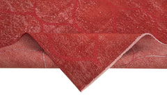 Handmade Area Rug | Red Geometric Cotton Wool Vintage Turkish Carpet 3'8''x6'8''