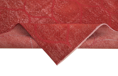 Handmade Area Rug | Red Geometric Cotton Wool Vintage Turkish Carpet 3'8''x6'8''