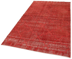 Geometric Carpet Red Geometric Cotton Wool Handmade Area Rug 4'6'' x 7'9''