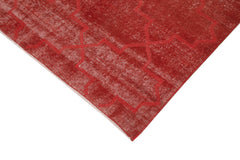 Geometric Carpet Red Geometric Cotton Wool Handmade Area Rug 4'6'' x 7'9''