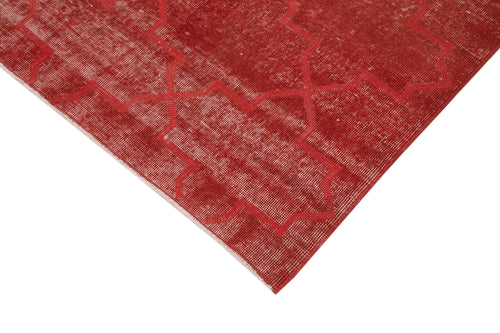 Geometric Carpet Red Geometric Cotton Wool Handmade Area Rug 4'6'' x 7'9''