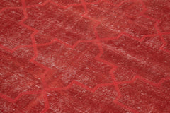 Geometric Carpet Red Geometric Cotton Wool Handmade Area Rug 4'6'' x 7'9''