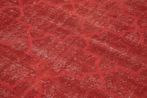 Geometric Carpet Red Geometric Cotton Wool Handmade Area Rug 4'6'' x 7'9''