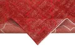 Geometric Carpet Red Geometric Cotton Wool Handmade Area Rug 4'6'' x 7'9''