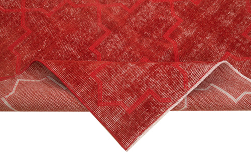 Geometric Carpet Red Geometric Cotton Wool Handmade Area Rug 4'6'' x 7'9''