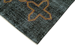 Geometric Carpet Black Geometric Cotton Wool Handmade Area Rug 4'3'' x 7'4''