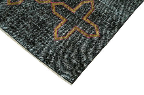 Geometric Carpet Black Geometric Cotton Wool Handmade Area Rug 4'3'' x 7'4''