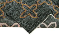 Geometric Carpet Black Geometric Cotton Wool Handmade Area Rug 4'3'' x 7'4''