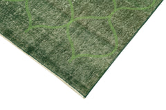 Geometric Carpet Green Geometric Cotton Wool Handmade Area Rug 4'2'' x 7'1''