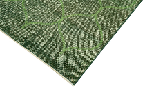 Geometric Carpet Green Geometric Cotton Wool Handmade Area Rug 4'2'' x 7'1''