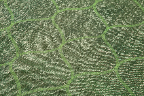 Geometric Carpet Green Geometric Cotton Wool Handmade Area Rug 4'2'' x 7'1''