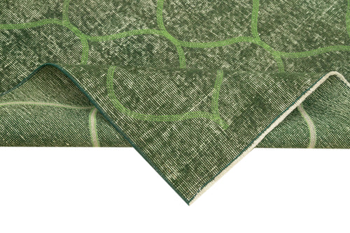 Geometric Carpet Green Geometric Cotton Wool Handmade Area Rug 4'2'' x 7'1''