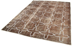Geometric Carpet Brown Geometric Cotton Wool Handmade Area Rug 6'9'' x 9'3''