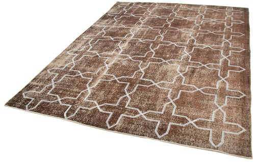 Geometric Carpet Brown Geometric Cotton Wool Handmade Area Rug 6'9'' x 9'3''