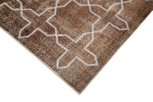 Geometric Carpet Brown Geometric Cotton Wool Handmade Area Rug 6'9'' x 9'3''