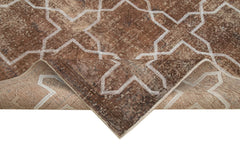 Geometric Carpet Brown Geometric Cotton Wool Handmade Area Rug 6'9'' x 9'3''