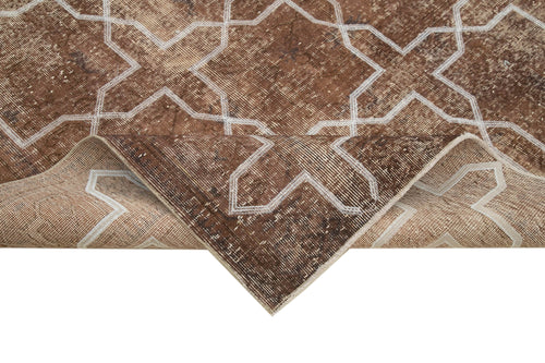 Geometric Carpet Brown Geometric Cotton Wool Handmade Area Rug 6'9'' x 9'3''