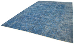 Geometric Carpet Blue Geometric Cotton Wool Handmade Area Rug 8'9'' x 12'6''