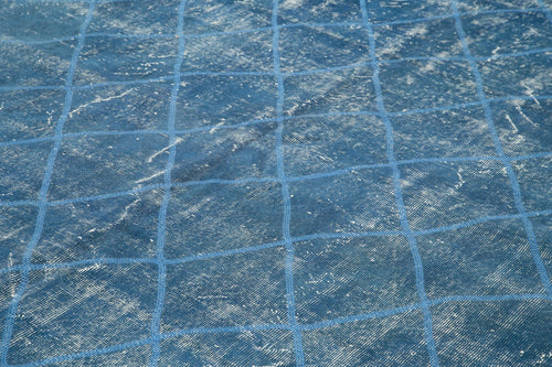 Geometric Carpet Blue Geometric Cotton Wool Handmade Area Rug 8'9'' x 12'6''