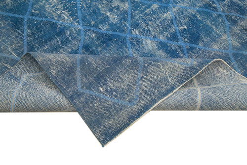 Geometric Carpet Blue Geometric Cotton Wool Handmade Area Rug 8'9'' x 12'6''