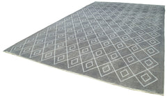 Geometric Carpet Grey Geometric Cotton Wool Handmade Area Rug 9'11'' x 15'11''