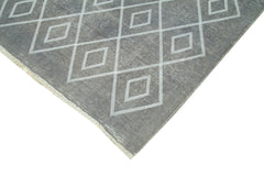 Geometric Carpet Grey Geometric Cotton Wool Handmade Area Rug 9'11'' x 15'11''
