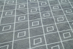 Geometric Carpet Grey Geometric Cotton Wool Handmade Area Rug 9'11'' x 15'11''