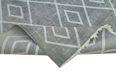 Geometric Carpet Grey Geometric Cotton Wool Handmade Area Rug 9'11'' x 15'11''