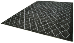Geometric Carpet Black Geometric Cotton Wool Handmade Area Rug 10'2'' x 13'4''