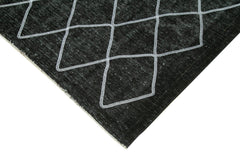 Geometric Carpet Black Geometric Cotton Wool Handmade Area Rug 10'2'' x 13'4''