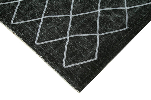 Geometric Carpet Black Geometric Cotton Wool Handmade Area Rug 10'2'' x 13'4''